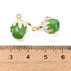 合金エナメルチャーム  3d チョコレートアップルチャーム  ゴールドカラー  ライムグリーン  17x12.5x10mm  穴：1.4mm&nbsp;AL-CBAC5EF-01G-02