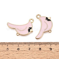 合金エナメルコネクタチャーム  鳥のリンク  ゴールドカラー  ピンク  23x24~25x1mm  穴：1.2~2mm&nbsp;PALLOY-Q467-01G-02