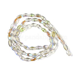 電気メッキガラスビーズセット  半分メッキ  多面カット  オーバル  ベージュ  7.5x4.5mm  穴：0.9mm  約60個/連  17.32''（44センチメートル）&nbsp;GLAA-Q101-03B-HP01