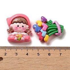 花かわいい女の子不透明樹脂デコデンカボション  混合図形  ミックスカラー  19~29x23~29x9~10mm&nbsp;CRES-P034-02