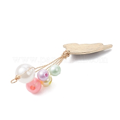 イミテーションパールアクリル＆合金エナメルビッグペンダント  猫のチャーム付き風船  ミックスカラー  54~60x17~25x13~23mm  穴：2.5~3mm&nbsp;PALLOY-JF04991