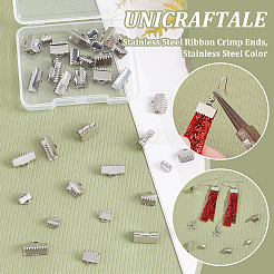 304ステンレススチールリボンカシメエンドパーツ  ステンレス鋼色  6~9x6.5~13mm  穴：1.5mm  40個/箱&nbsp;STAS-UN0007-72P