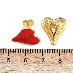 真鍮のハートスタッドピアス  エナメル  ラックめっき  長持ちメッキ  カドミウムフリー＆鉛フリー  18KGP本金メッキ  ミックスカラー  17.5x15mm&nbsp;EJEW-C152-05B