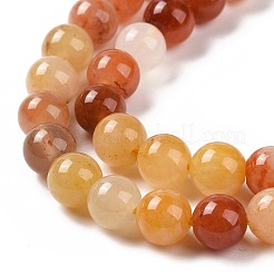 天然の金色のシルク翡翠ビーズ連売り  ラウンド  6mm  穴：0.6mm  約62個/連  15.35インチ（39cm）&nbsp;G-L555-05-6mm