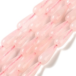 天然石ローズクォーツビーズ連売り  ティアドロップ  20~21x7~8.5mm  穴：1mm  約19個/連  15.39~15.55''（39.1~39.5センチメートル）&nbsp;G-B192-A03-01