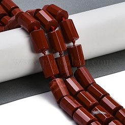 天然石レッドジャスパービーズ連売り  多面カット  コラム  16x12mm  穴：1.5mm  約21個/連  16.34''（41.5センチメートル）&nbsp;G-G162-D14-02