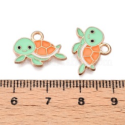 合金エナメルチャーム  鉛フリー＆カドミウムフリー  亀のチャーム  ゴールドカラー  アクアマリン  12x17x1mm  穴：2mm&nbsp;ENAM-T020-76