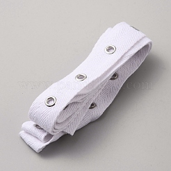 シルバーカラーメッキのアイレットが付いたコットンリボン  服飾材料  ホワイト  3/4インチ（19.5~20mm）&nbsp;OCOR-WH0082-183P-02