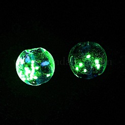 明るい手作りの金の砂のランプワークビーズ  暗闇で光る  ラウンド  ブルー  14.5x13mm  穴：2mm&nbsp;FOIL-B001-07B