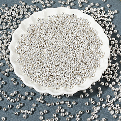 アイアン製スペーサービーズ  ラウンド  銀  4mm  穴：1.5mm  2000個/セット&nbsp;IFIN-PA0001-06A
