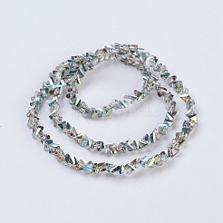 電気メッキガラスビーズセット  半分メッキ  多面カット  三角形  メッキグリーン  3x4x3mm  穴：1mm  約149個/連  13.3インチ（34cm）&nbsp;EGLA-J145-4mm-HP04