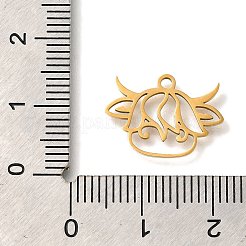 ステンレスペンダント201個  牛チャーム  ゴールドカラー  12x17x1mm  穴：1.5mm&nbsp;STAS-R136-17G