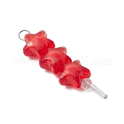 アクリル＆ガラスペンダント  304ステンレススチール製金具付き  スター  ステンレス鋼色  41.5~42x11x7mm  穴：4x3.5mm&nbsp;PALLOY-JF03524