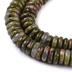 天然石ユナカイトビーズ連売り  ロンデル  6~6.5x2~2.5mm  穴：1mm  約181~191個/連  15.16~15.35''（38.5~39.1センチメートル）&nbsp;G-Q159-B15-01