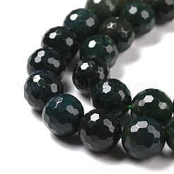 天然石モスアゲートビーズ連売り  ファセット（128ファセット）  ラウンド  10mm  穴：1.2mm  約39個/連  15.16''（38.5センチメートル）&nbsp;G-E571-21C