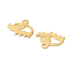 304ステンレススチールチャーム  象  ゴールドカラー  10.5x12.5x0.5mm  穴：1.4mm&nbsp;STAS-I350-03G