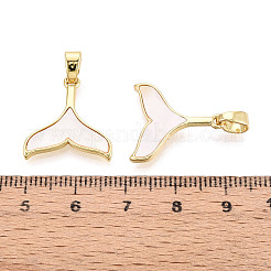 真鍮製のシェルペンダント  カドミウムフリー＆鉛フリー  魚尾  18KGP本金メッキ  19x18.5x2mm  穴：5.5mm&nbsp;KK-B139-09G