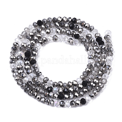 電気メッキガラスビーズセット  パール光沢メッキ  多面カット  ロンデル  ブラック  3x2.5mm  穴：0.7mm  約180~185個/連  16.53~17.32インチ（42~44cm）&nbsp;EGLA-S192-001A-A01