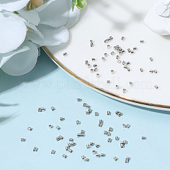 ロジウムメッキ100個、スターリングシルバースペーサービーズ925個  コラム  プラチナ  1x1mm  穴：0.7mm  100個/セット&nbsp;STER-BBC0008-91
