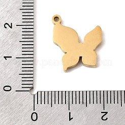304ステンレスペンダント  蝶のチャーム  ラインストーン付き  イオンプレーティング（ip）  18KGP本金メッキ  17.5x14x2mm  穴：1.5mm&nbsp;STAS-K297-07G