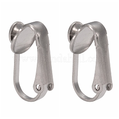変色しにくい304ステンレススチールのクリップ式イヤリング金具  ステンレス鋼色  16x10x7.3mm&nbsp;X-STAS-G081-63P