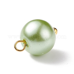 ガラスのパールのペンダント  ゴールデンメッキ真鍮パーツ  ラウンド  ライム  11x8.5mm  穴：5mm&nbsp;PALLOY-JF01880-03