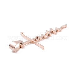 304ステンレスペンダントイオンプレーティング(IP)  単語の信仰  ローズゴールド  42.5x25x1.5mm  穴：8.5x4mm&nbsp;STAS-D179-13RG