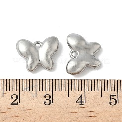 304ステンレススチールチャーム  バタフライチャーム  変色防止  ステンレス鋼色  10.5x13.5x3.5mm  穴：1.2mm&nbsp;STAS-F320-03A-P