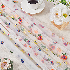 ポリエステルテーブルランナー  ダイニングテーブル用  花模様の長方形  ホワイト  3000x720x1.5mm&nbsp;AJEW-WH20020-537C