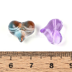 ベーキングペイント透明ガラスビーズ  ハート  ミックスカラー  11~11.5x13~13.5x8~8.5mm  穴：1~1.2mm&nbsp;DGLA-N018-08