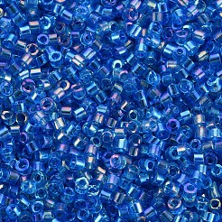 ガラスシリンダービーズ  シードビーズ  透明色の虹  丸い穴  ドジャーブルー  1.5~2x1~2mm  穴：0.8mm  約8000個/袋  約1ポンド/バッグ&nbsp;SEED-S047-J-002