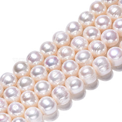 天然養殖淡水パールビーズ連売り  ポテト  貝殻色  9~9.5x10.5~12x9.5~10mm  穴：0.8mm  約40~44個/連  14.57~14.96インチ（37~38cm）&nbsp;PEAR-N013-10A