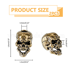 2個 2色 真鍮ヨーロピアンビーズ  大穴ビーズ  スカル  ミックスカラー  19x13x17mm  穴：5.5mm  1pc /カラー&nbsp;KK-FH0007-33