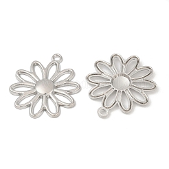 フラワー合金ペンダント  カドミウムフリー＆鉛フリー  プラチナ  40.5x34.5x3mm  穴：2.5mm&nbsp;FIND-M082-02P