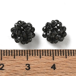 天然ブラックスピネルの織りビーズ  クラスタビーズ  多面カット  ラウンド  8~9mm  穴：1.6mm&nbsp;GG-CBA2E9C-F26-01