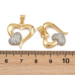 真鍮製マイクロパヴェキュービックジルコニアペンダント  ハート  16KGP本金メッキ  19.5x19x4mm  穴：4.5x3.5mm&nbsp;KK-C132-03C-G