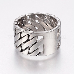 304ステンレススチール指輪  ワイドバンドリング  アンティークシルバー  17~21mm&nbsp;RJEW-G091-13