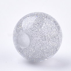 樹脂ビーズ  大穴ビーズ  グリッターパウダー付き  ラウンド  ミックスカラー  19.5x19mm  穴：5.5mm&nbsp;RESI-T036-08