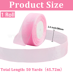 透明オーガンジーリボン1ロール  結婚式の装飾のための広いリボン  ピンク  1-1/2インチ（38mm）  約50.00ヤード（45.72m）/セット&nbsp;SRIB-CY0001-22B-07