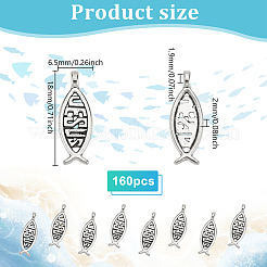 チベット風アロイペンダント160個  魚  アンティークシルバー  18x6.5x2mm  穴：1.9mm&nbsp;FIND-GO0003-18