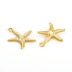 304ステンレスペンダント  ヒトデ  ゴールドカラー  17.5x15.5x2mm  穴：1mm&nbsp;STAS-I149-04G