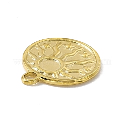 304ステンレススチールペンダントカボションセッティング  太陽とフラットラウンド  ゴールドカラー  トレイ：5mm  21x18x2mm  穴：2.3mm&nbsp;STAS-P316-05G