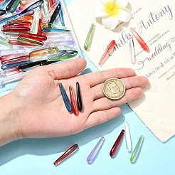 100個の手作りランプワークペンダント  長い涙  手作りランプワーク DIY ペンダント  ドロップ型チャーム  ミックスカラー  35x6.5~7x6mm  穴：1mm&nbsp;LAMP-CJ0002-56