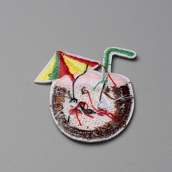 夏をテーマにしたポリエステルのコンピュータ刺繍布 アイロン接着/縫い付けパッチ  マスクと衣装のアクセサリー  アップリケ  飲み物の模様  47x41x1.5mm&nbsp;PATC-WH0010-07E