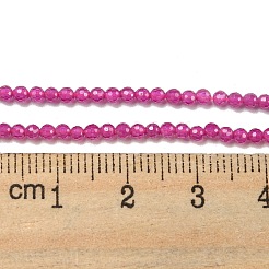 研究室で作られた赤いコランダムビーズ連売り  多面カット  ラウンド  2mm  穴：0.5mm  約180個/連  15.35インチ（39cm）&nbsp;G-L591-A01-01-1