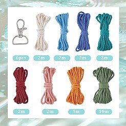 DIYフラワーコットンストリング糸編みペンダントデコレーションキット  ミックスカラー  3~38x24mm&nbsp;DIY-SC0027-63A