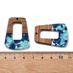 樹脂とクルミのペンダント  台形  ミックスカラー  37x27x3mm  穴：2mm&nbsp;FIND-R051-02B