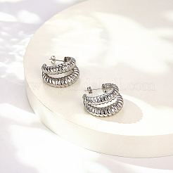 変色しない304ステンレススチールスタッドピアス  スプリットのピアス  ステンレス鋼色  25x15mm&nbsp;TA6291-2