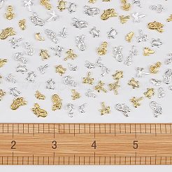 亀、人魚、錨、イルカ、ココナッツの木の合金カボション168個  ネイルアートの装飾の付属品  ミックスカラー  7.5x6x1.5mm  12個/カラー&nbsp;MRMJ-OC0002-62