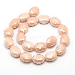 パール光沢メッキガラスビーズ連売り  多面カットオーバル  ミックスカラー  16x12x7mm  穴：1mm  約20個/連  11.8インチ&nbsp;EGLA-J107-M